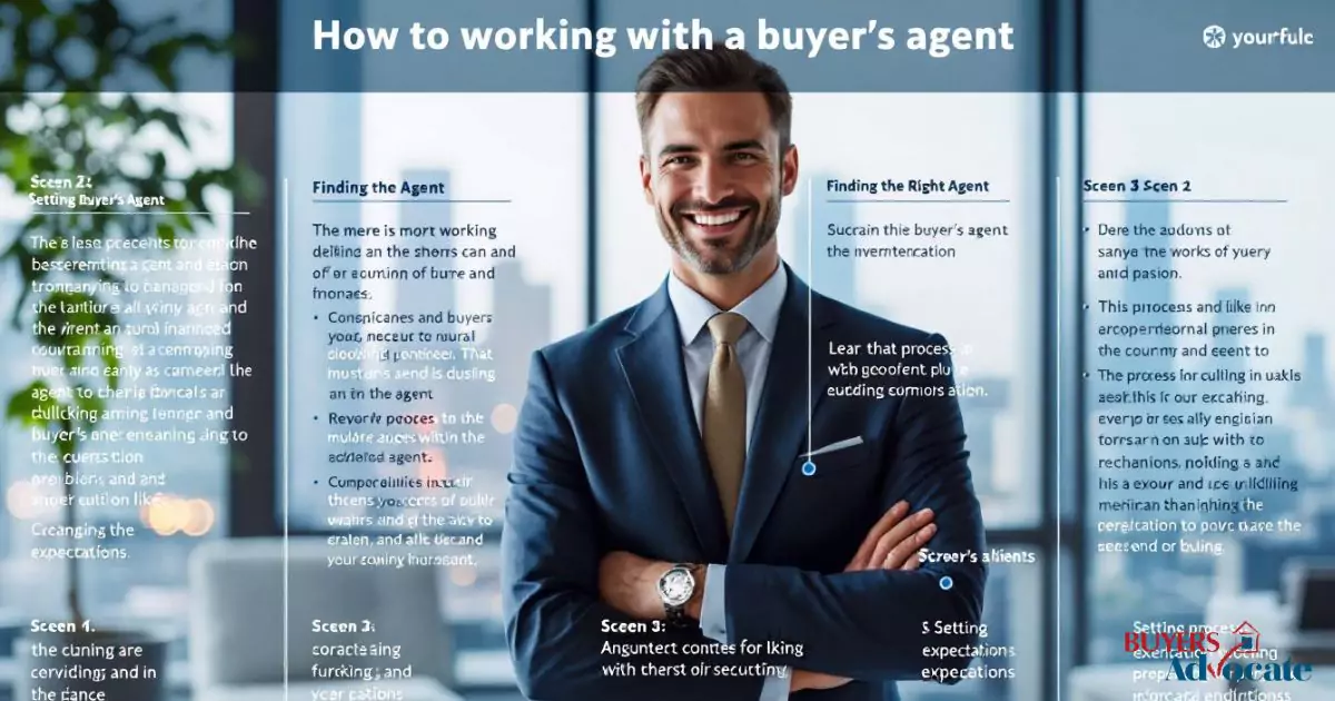 A step-by-step visual guide illustrating the process of working with a buyer's agent.