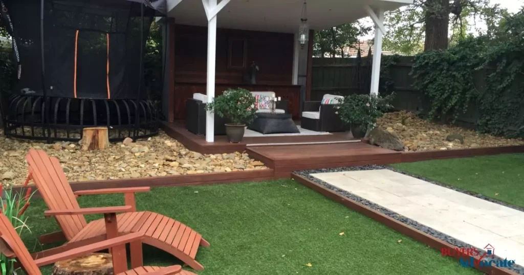 Evaluate outdoor space and garden for landscaping, recreation, and future enhancements when buying a home.