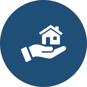 Hand holding a house icon representing end-to-end property buying support