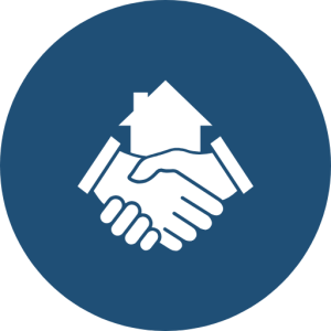 Handshake icon representing experienced negotiation and auction bidding services