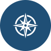 Compass icon representing the search for listed and off-market properties