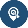 Target and location pin icon representing a tailored property buying strategy