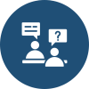 Speech bubble icon representing an initial buyer consultation and property discussion