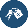 House and key icon representing successful property settlement and purchase completion