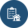 Checklist and house icon representing property search and shortlisted opportunities